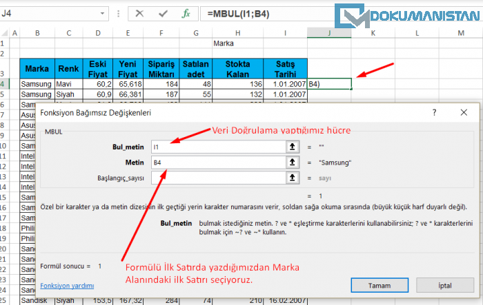 MBUL Fonksiyonu Veri Girisi