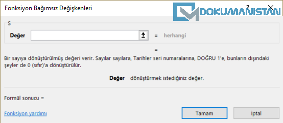 S Bilgi Fonksiyon Parametreleri