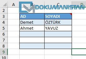 Veri Doğrulama Büyük Harf Kontrolü Listesi