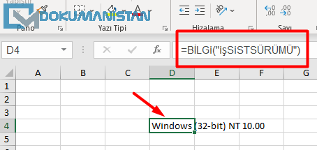Bilgi Fonksiyonu İşletim Sistemi Sürümü İŞSİSTSÜRÜMÜ