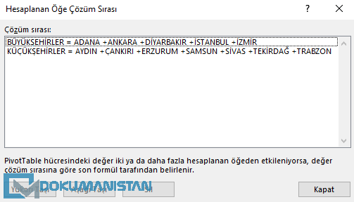 Çözüm Sırası Ekranı