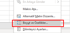Dilimleyici Boyut ve Özellikler
