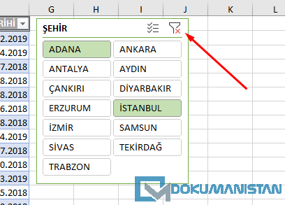 Excel Dilimleyici Filtre Temizleme