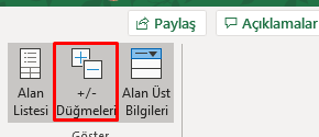 PivotTTable Düğmeler