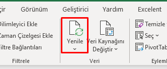 PivotTable Yinele (Alt + F5)