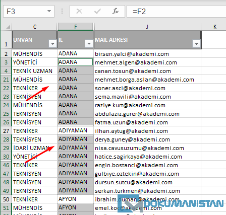 Seçili Boşluklar CTRL Enter İşlemi