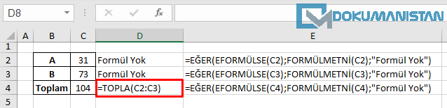 EĞER Fonksiyonu ile Kullanma