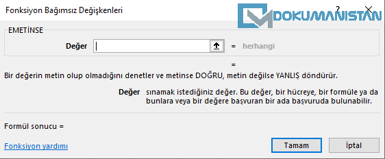 EMETİNSE Fonksiyonu Parametreleri