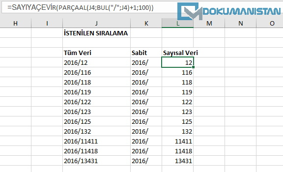 Metnin Sayıya Çevrilip Sıralanma işlemi