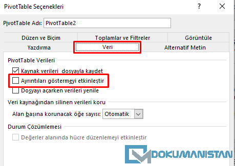 Ayrıntıları göstermeyi etkinleştir