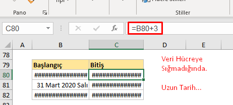 Excel ####### Hata Kodları