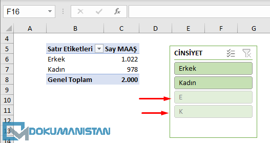 Dilimleyicide olmayan verileri Silme