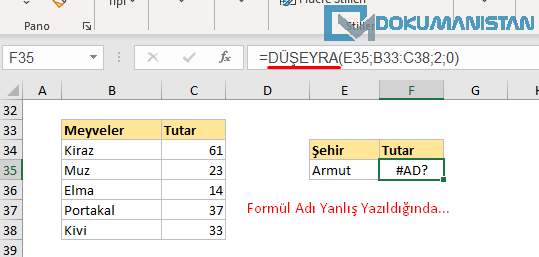 Excel'cde #AD? Hatası