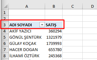 Değiştirilebilen PivotTable Başlık Tasarım