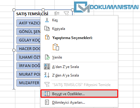 Dilimleyici - Boyut ve Özellikler