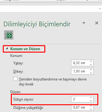 Dilimleyici Sütun Sayısı
