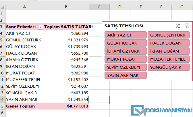 Excel Temalar Tasarım Örneği
