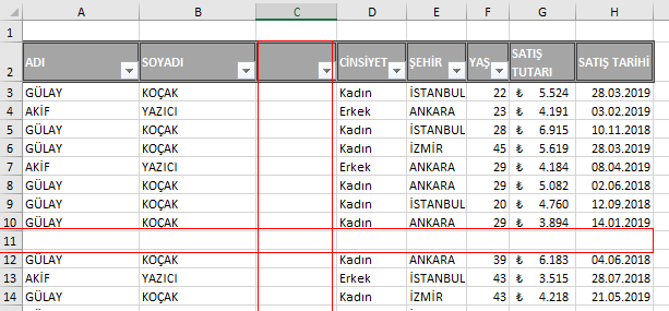 Bilinmesi Gereken PivotTable Kaynak Veri Boş Satır Problemi