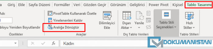 Tablo Nesnesi Aralığa Dönüştür