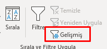 Gelişmiş Filtreleme