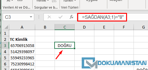 Mantıksal Filtrelemede Sağdan Fonksiyonu