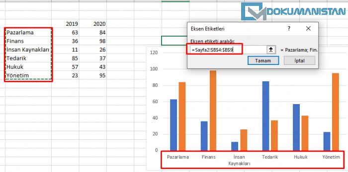 İki Eksenli Grafik Etiket Ekleme