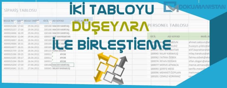 İki Tabloyu DÜŞEYARA ile Birleştirme