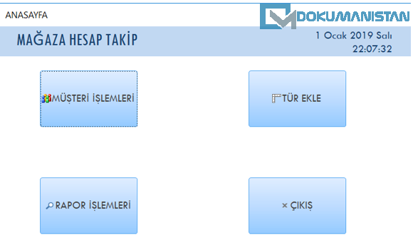 Access Mağaza Takip Programı Projesi- Ana Ekranı