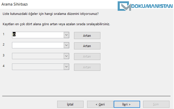 Access Arama Sihirbazı İle Tablo İlişkiler Kurma 4. Adım