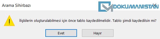 Access Arama Sihirbazı Onay