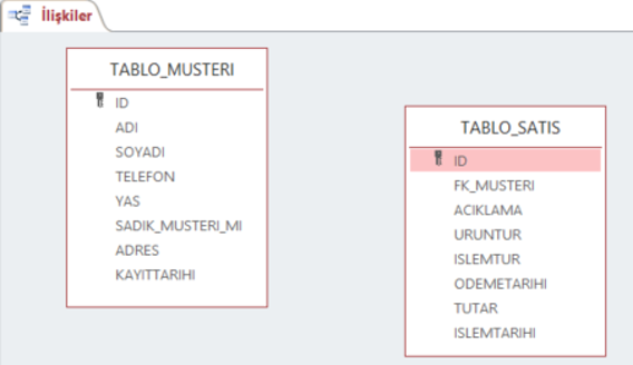 Access İlişkiler Ekranı