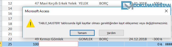 Access Arama Sihirbazı Testi Sonucu