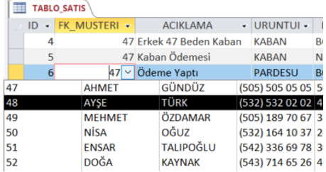 Access Arama Sihirbazı İlişkiler Testi