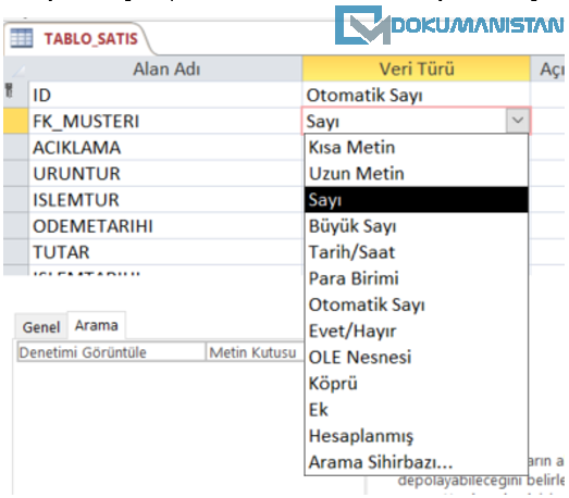 Access Arama Sihirbazı İle Tablo İlişkiler Kurma