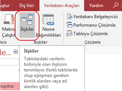 Access İlişkiler Menüsü