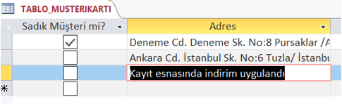 Tablo Yanlızca Ekle