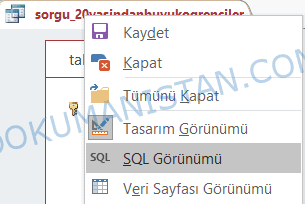 SQL Görünümü