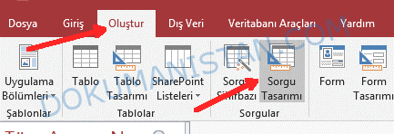 Access Oluştur Sorgu Tasarımı
