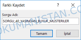 Sorgu İsmini Ver
