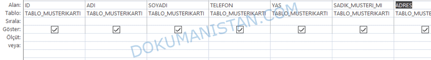 Sorgu Örneği Tablosu