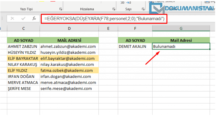 DÜŞEYARA Daha anlamlı hata mesajı