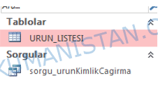 Access Tablolar Listesi