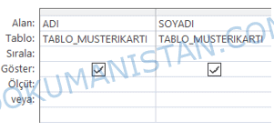 Ad Soyad Birleştirme Sorgu Ekranı