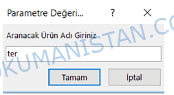 Birinci Parametre Girişi