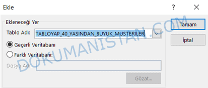 Ekle Sorgu Mesajı