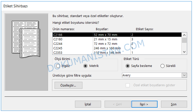 Etiket Sihirbazı