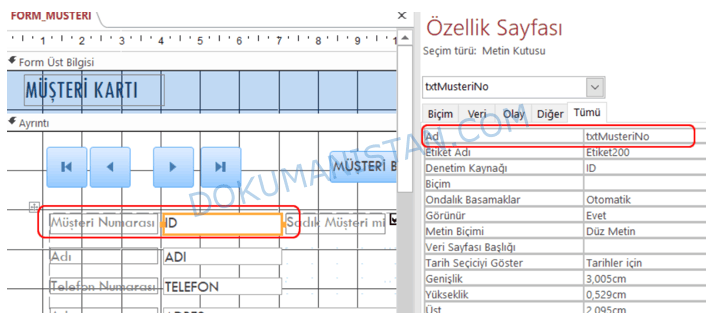 Form Adı txtMusteriNo