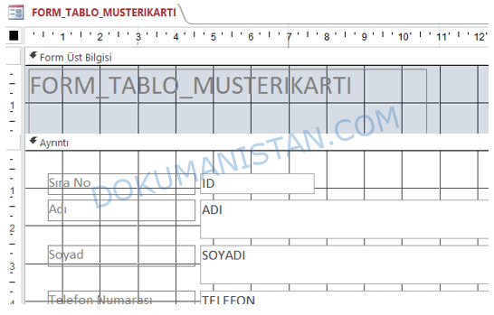 Form Tasarım Görünümü