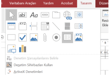 Form Tasarım Sekmesi