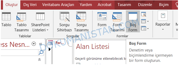 Form Tasarlama Boş Form